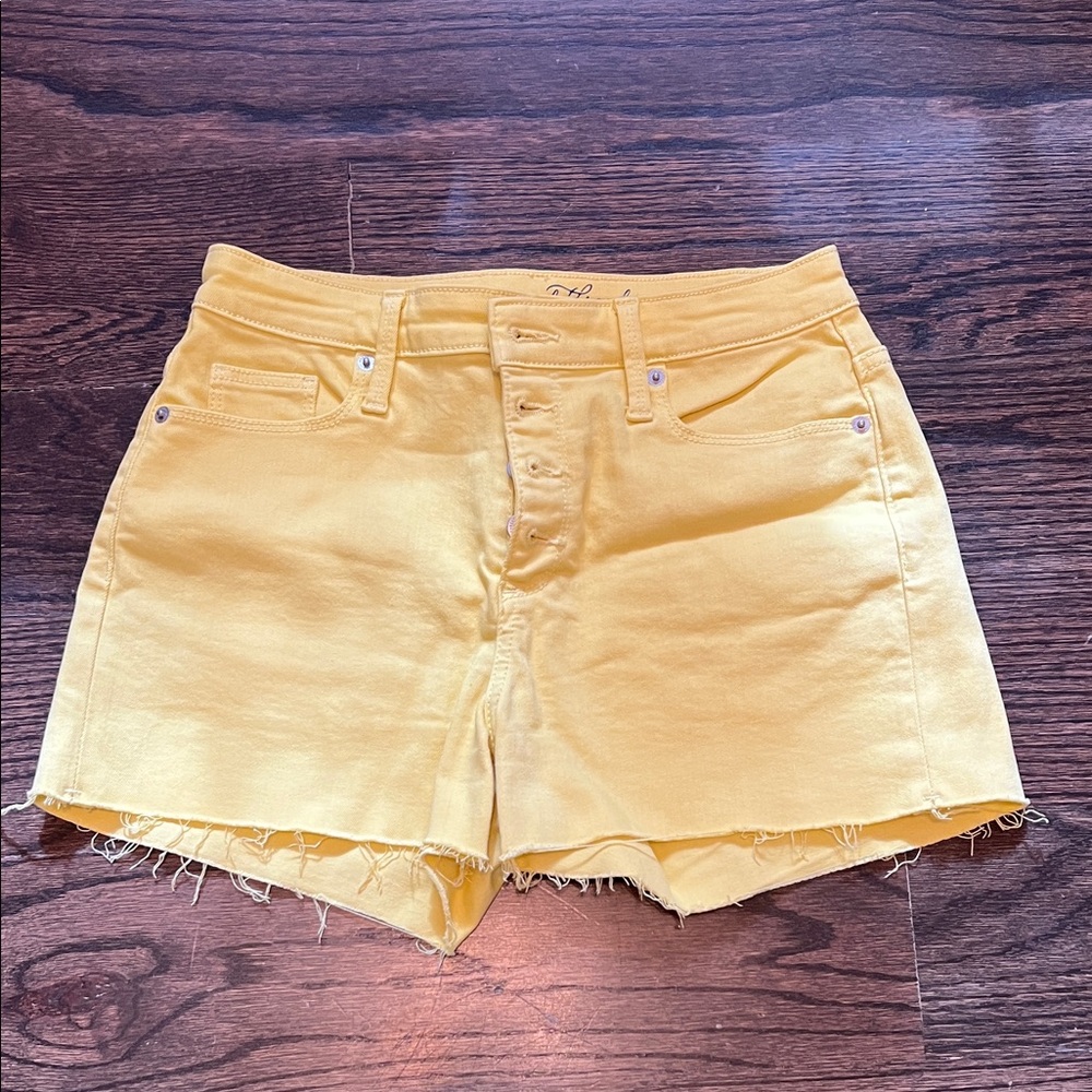Yellow denim shorts